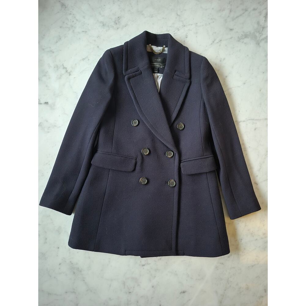 J.Crew Dark Navy Double Cloth Formal Academic Wool Pea Coat Womens 0